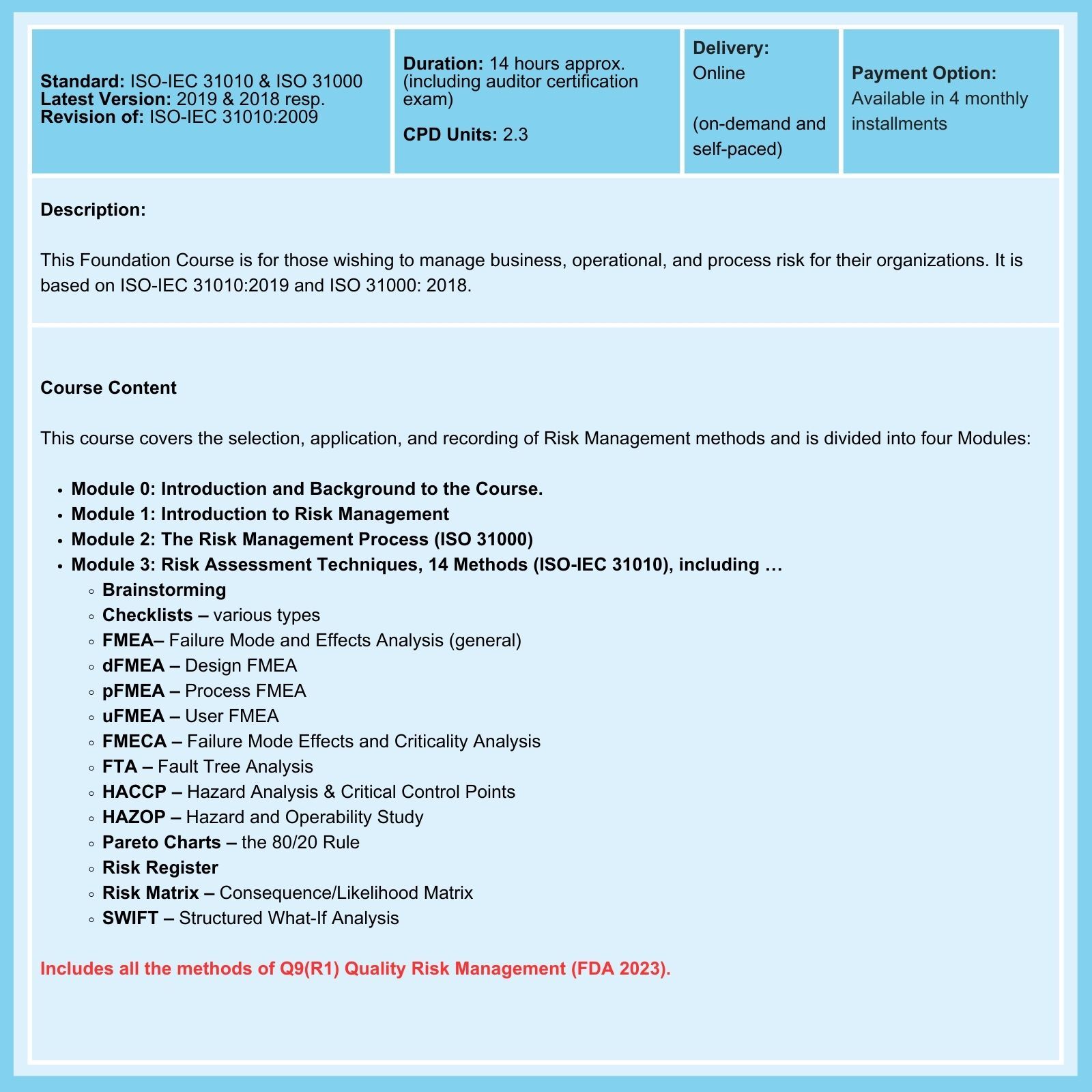 ISO 31010 Risk Management Foundation Summary