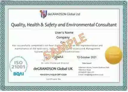 QHSE Consultant diploma sample