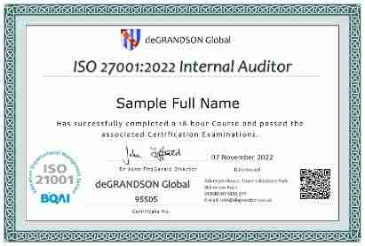 Sample Cert 061 ISO 27001 Internal Auditor
