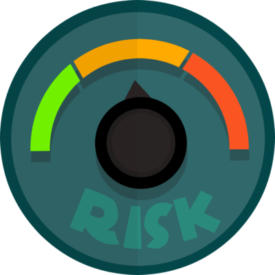 Risk management symbolized by a meter labeled with the word risk